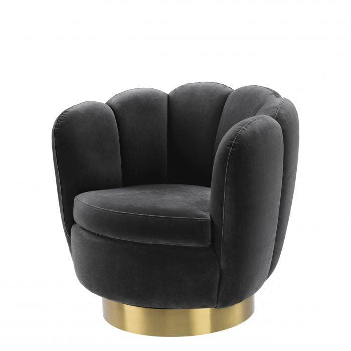 Mirage Grey Velvet Swivel Chair by Eichholtz