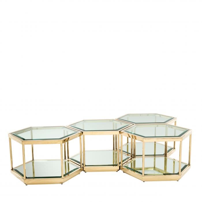 Sax Set Of 4 Gold Finish Coffee Table by Eichholtz