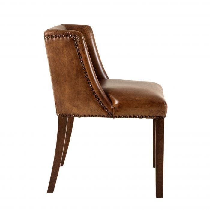 St James Tobacco Leather Dining Chair by Eichholtz