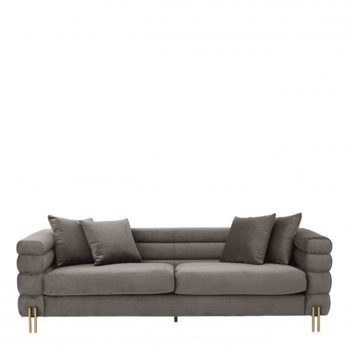 York Savona Grey Velvet Sofa by Eichholtz