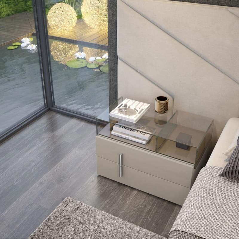 Gilv With Glass Box Bedside Table by Evanista