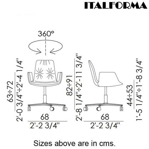 Lisa 5 Ways Swivel Armchair by Italforma