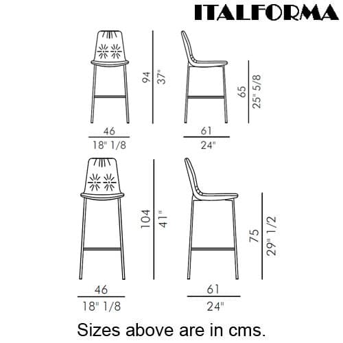 Lisa 4 Metal Legs Bar Stool by Italforma