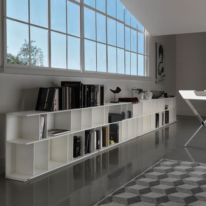 Wally Bookcase in White Lacquered Ottanio by Quick Ship