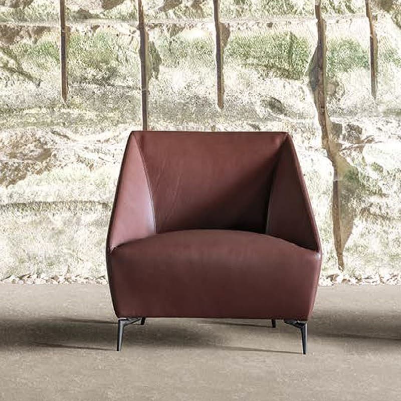 Zoe Bordeaux Leather Lounge Chair, Quick Ship