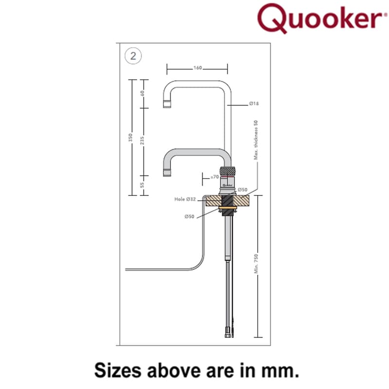 Classic Nordic Square Single Tap by Quooker