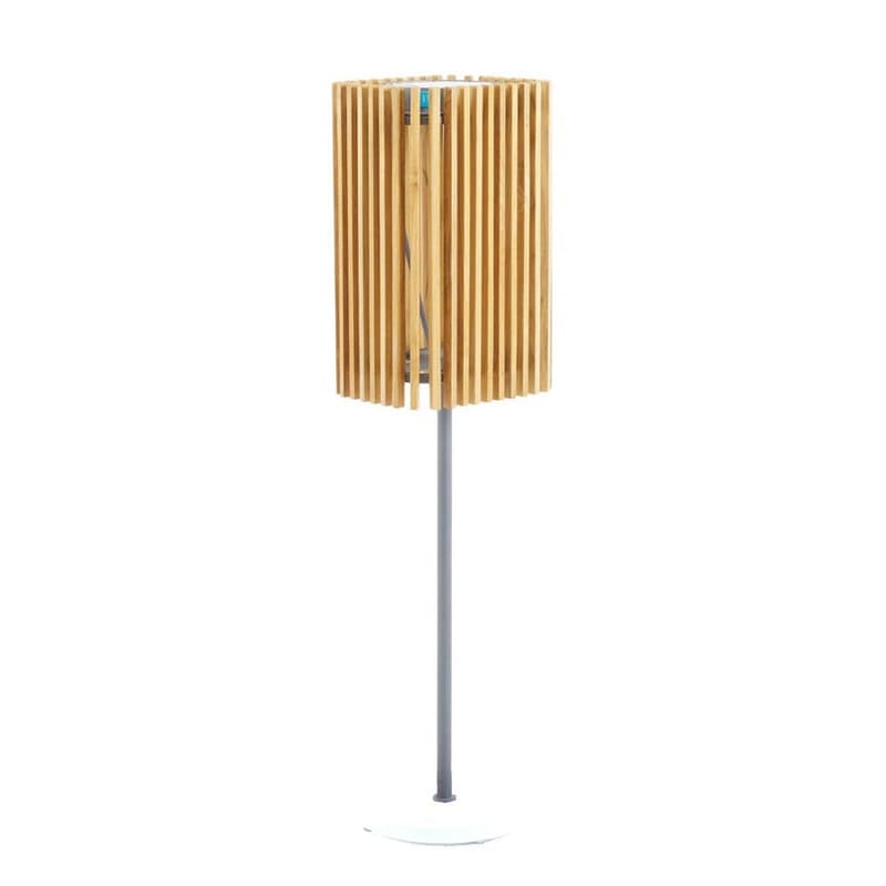 Solare Standing Teak Floor Lamp Outdoor Lighting by Unopiu