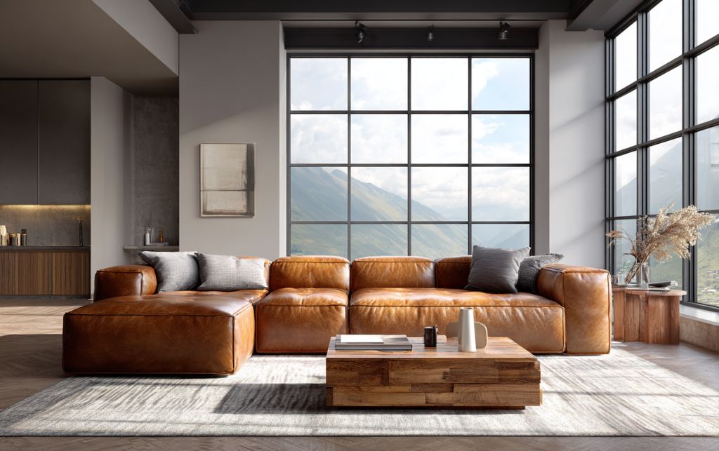 Close-up view of natural leather texture showing characteristic grain patterns and natural markings