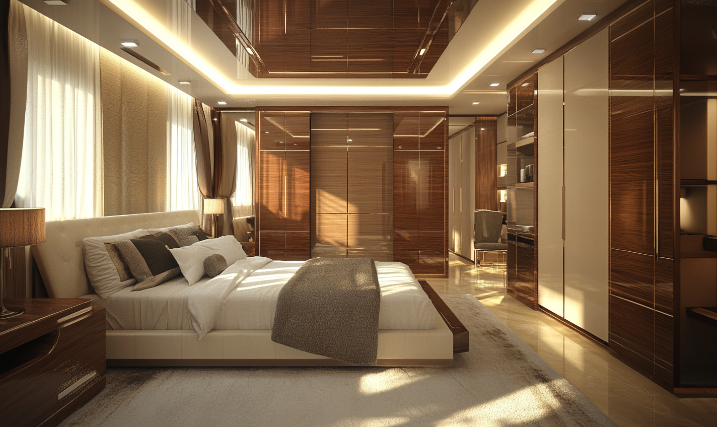 Plywood wardrobe doors showing layered edge detail