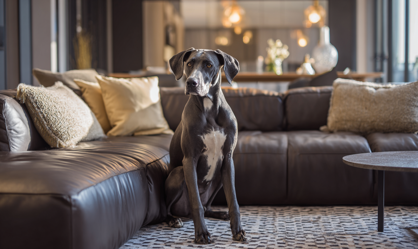 Dog on dark brown leather sofa – FCI London: will dogs ruin a leather couch?