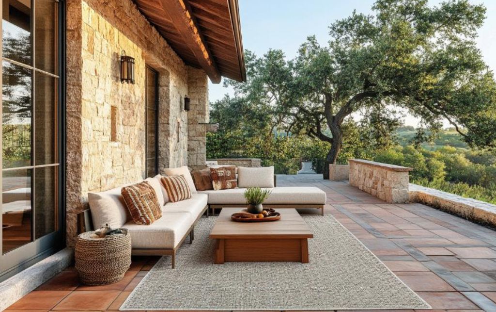 Outdoor rug carpet on deck