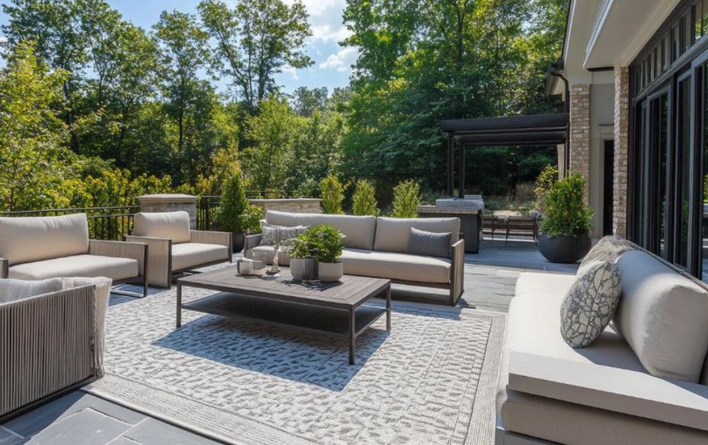 Large outdoor carpet and rugs in a garden