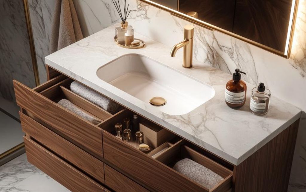 Elegant bathroom storage furniture