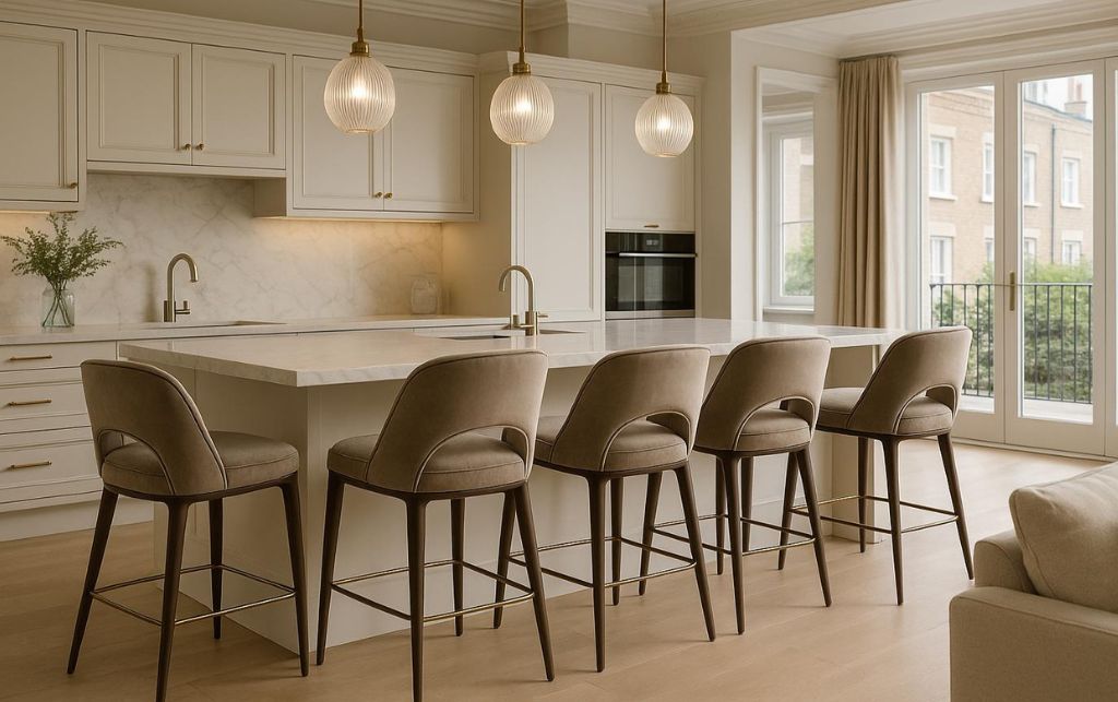 Brown bar stool chair with back