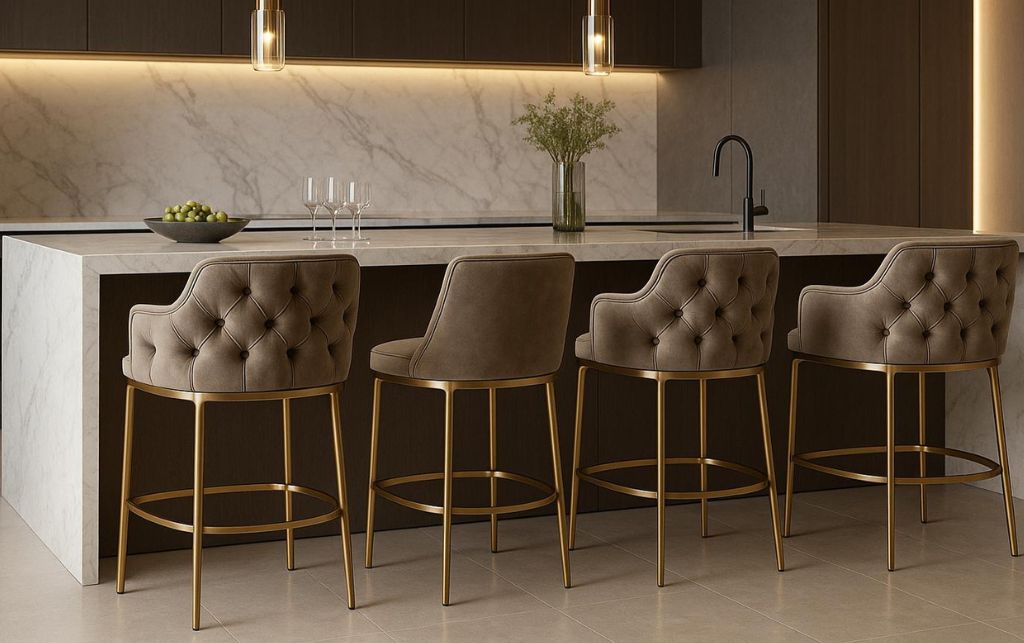 Metal framed bar stool chair with back