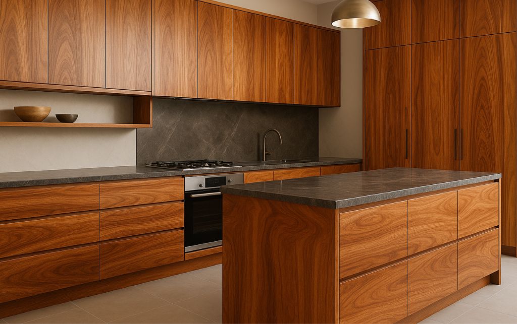 Natural material kitchen cupboards