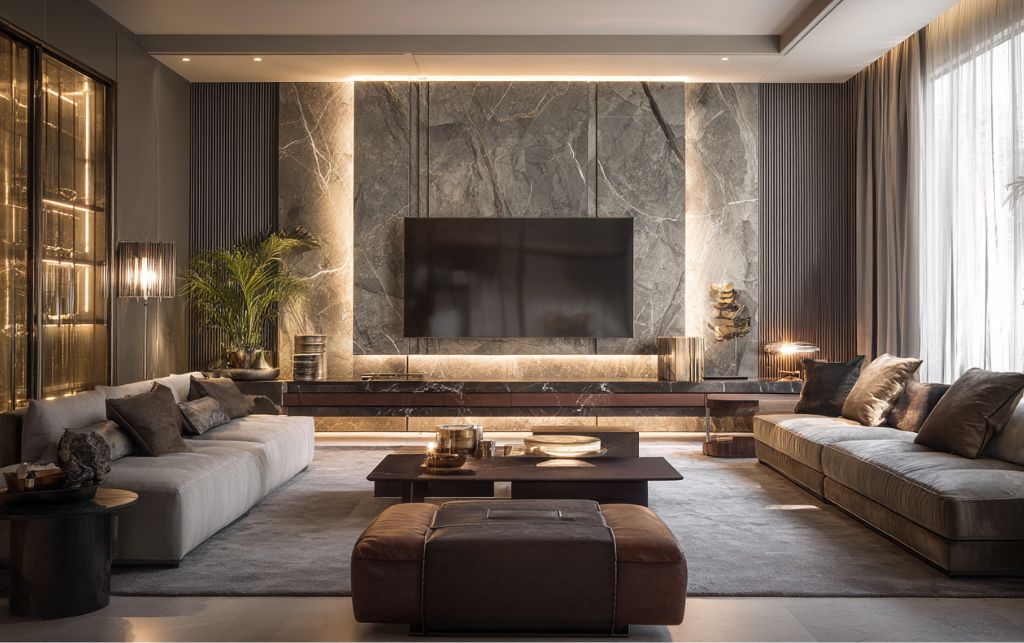 Layered illumination and intelligent control in TV wall units