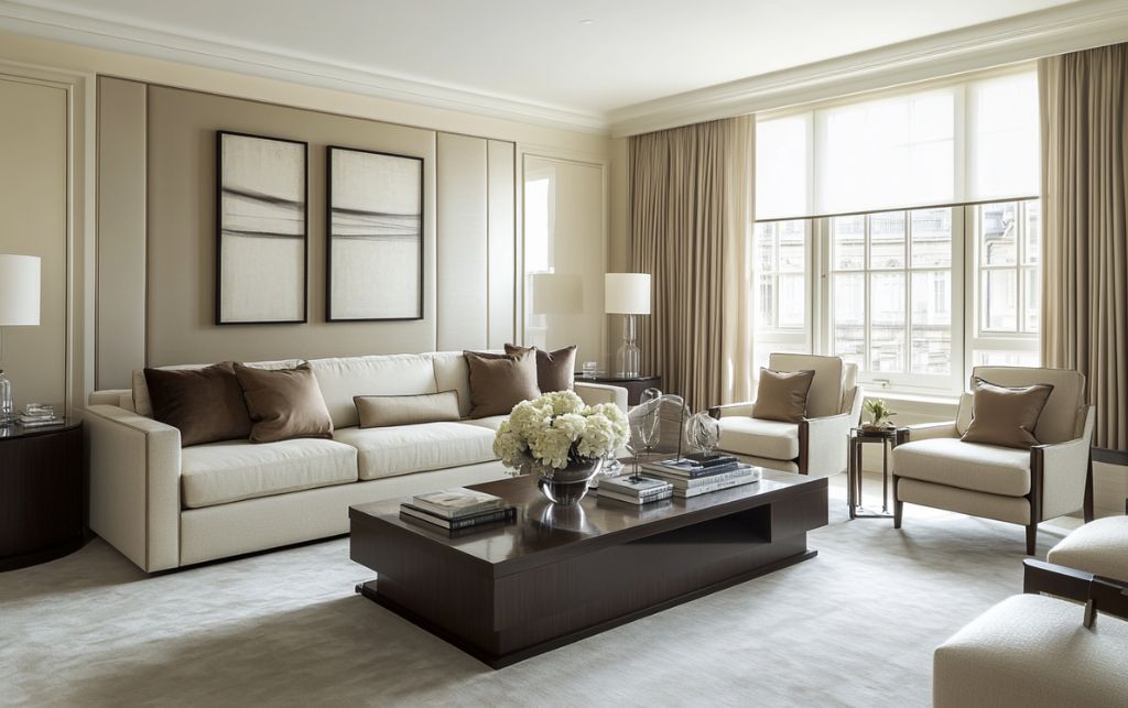 High-quality furniture pieces in elegant living room setting