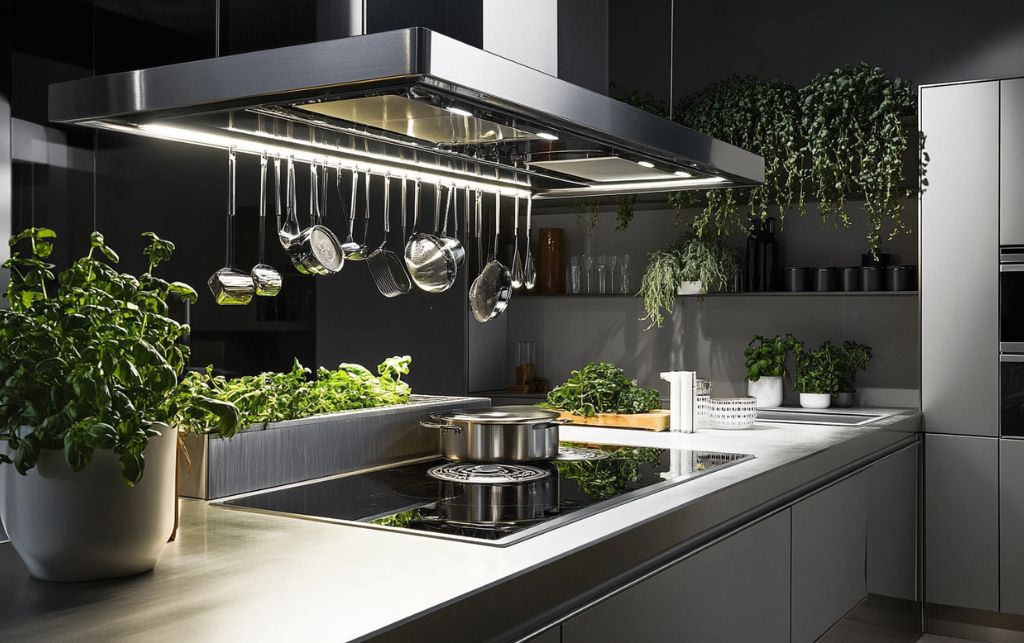 Ceiling-mounted storage solutions for kitchens