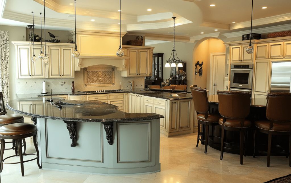 Multi-level island configurations for kitchen design