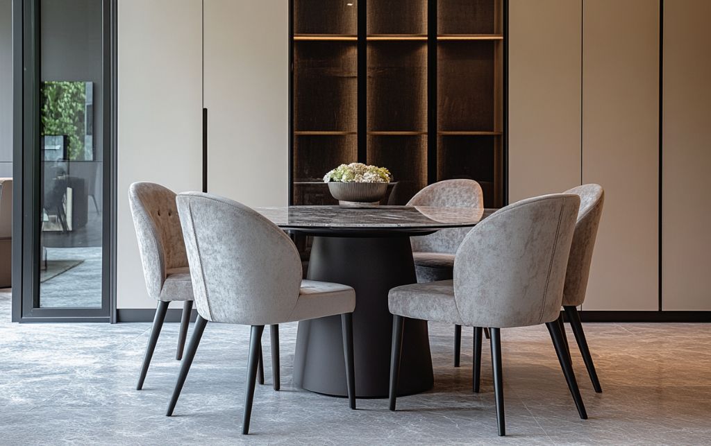 Various mink shade and material options for dining chairs