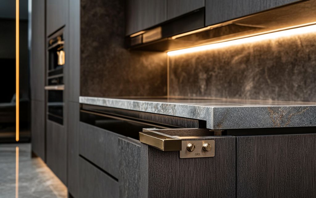 Kitchen handle installation showing practical mounting considerations