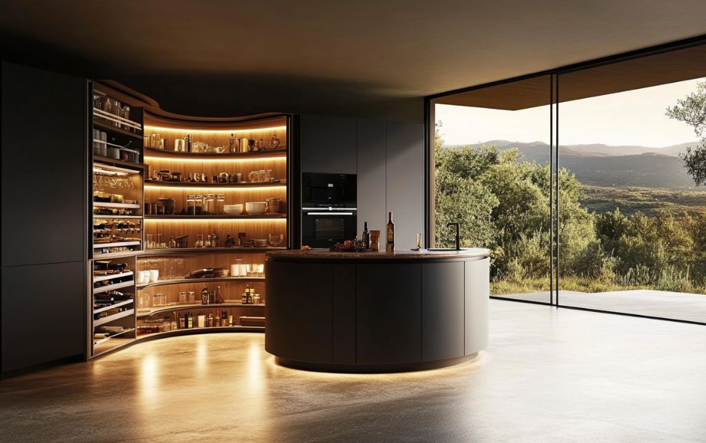 Corner optimization storage solutions with pull-out mechanisms