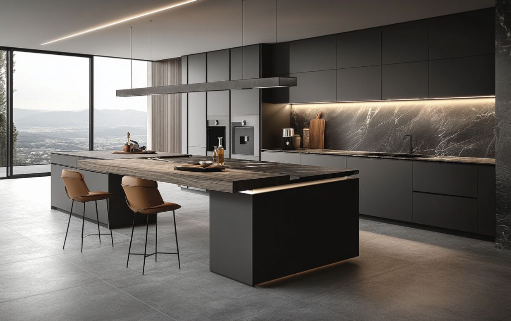 Integrated dining solutions within compact kitchen design