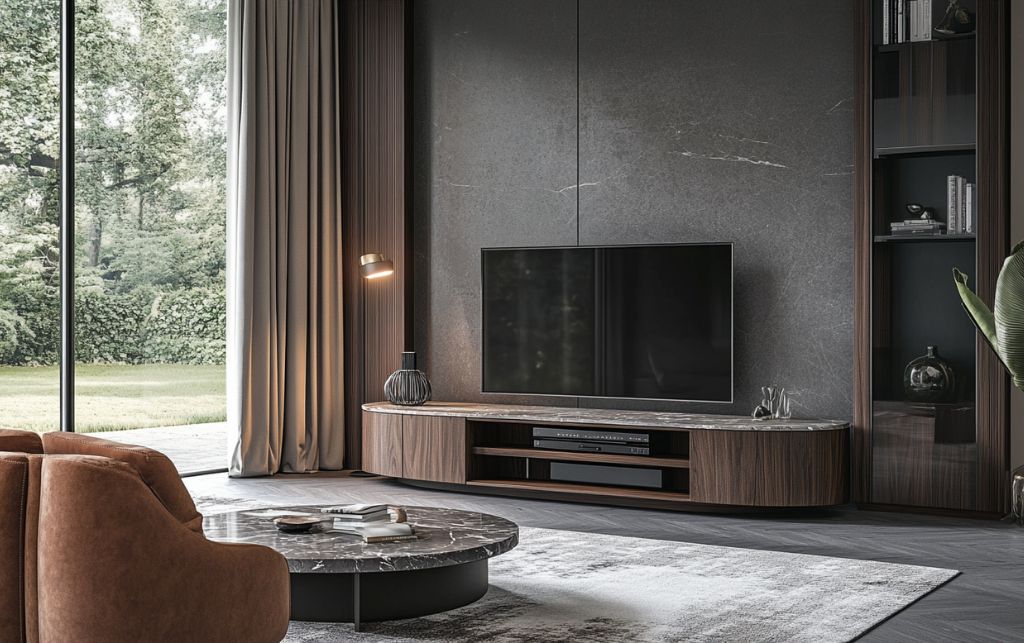 55-inch TV scale and proportion demonstration showing optimal viewing heights and distances