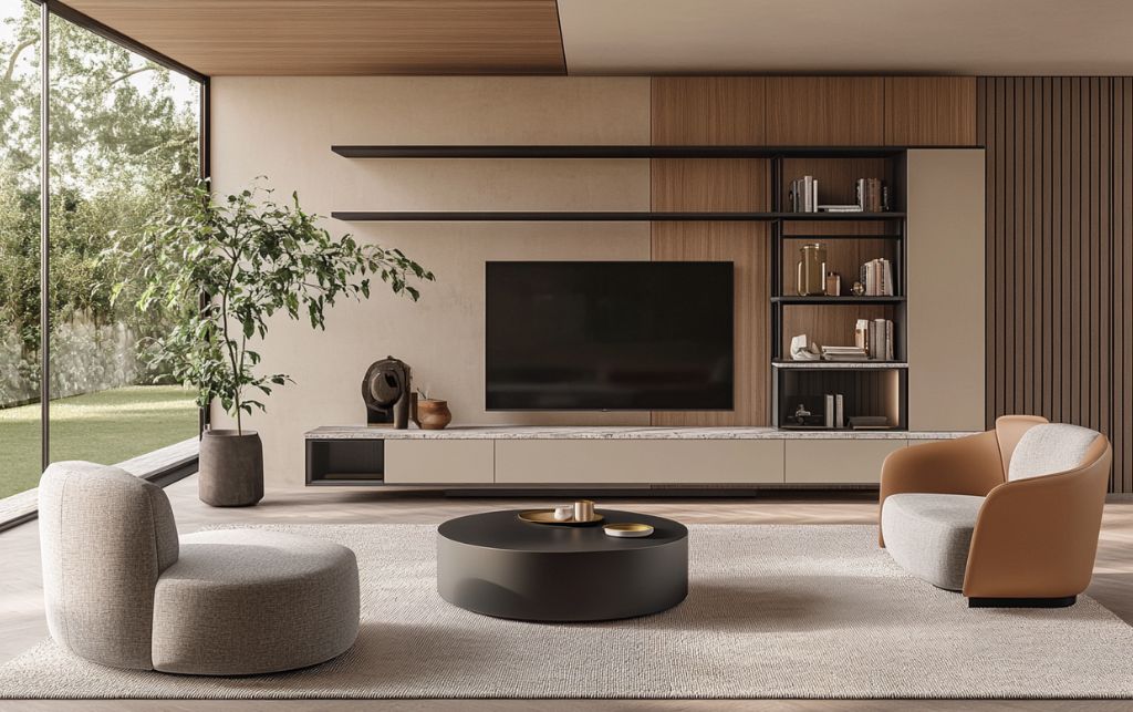 Designer's framework for selecting corner TV unit showing multiple considerations