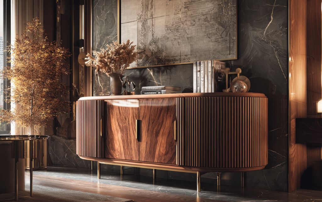Premium small sideboard cabinet in modern luxury interior setting