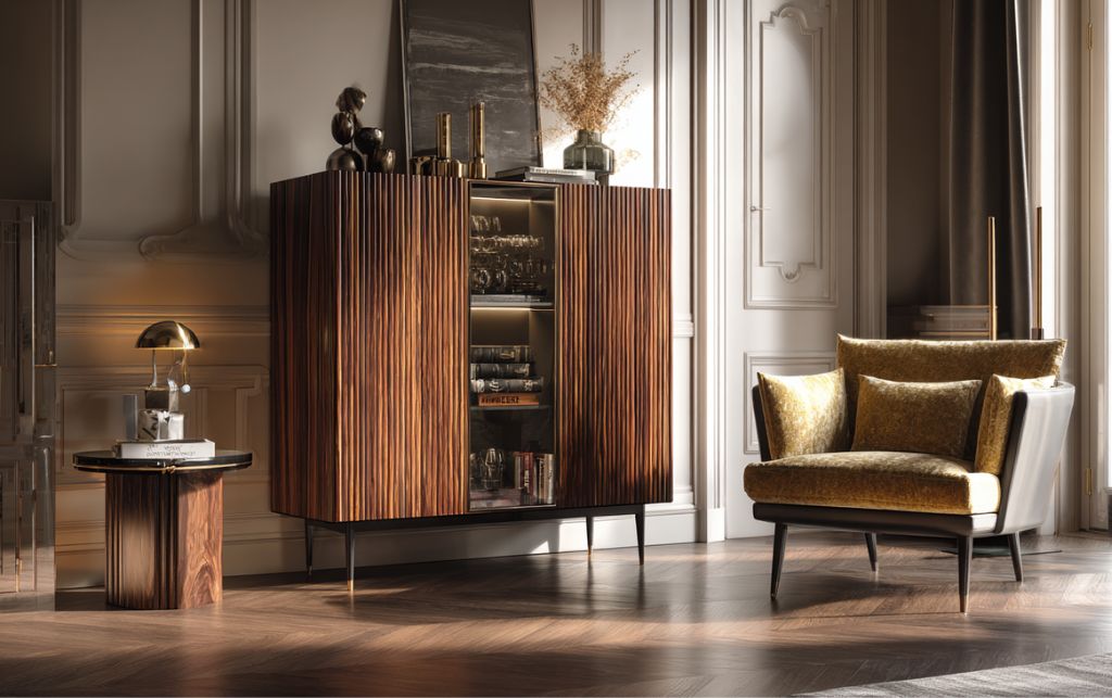 Small sideboard cabinet in sophisticated interior setting