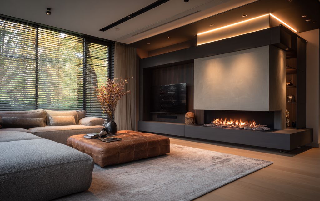 Professional installation of hidden TV system with integrated electrical and ventilation planning