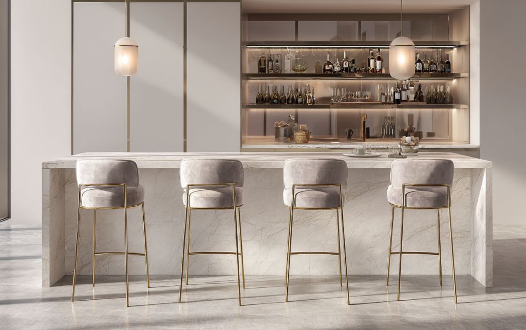 Luxury bar stools transforming modern interior spaces with multifunctional design
