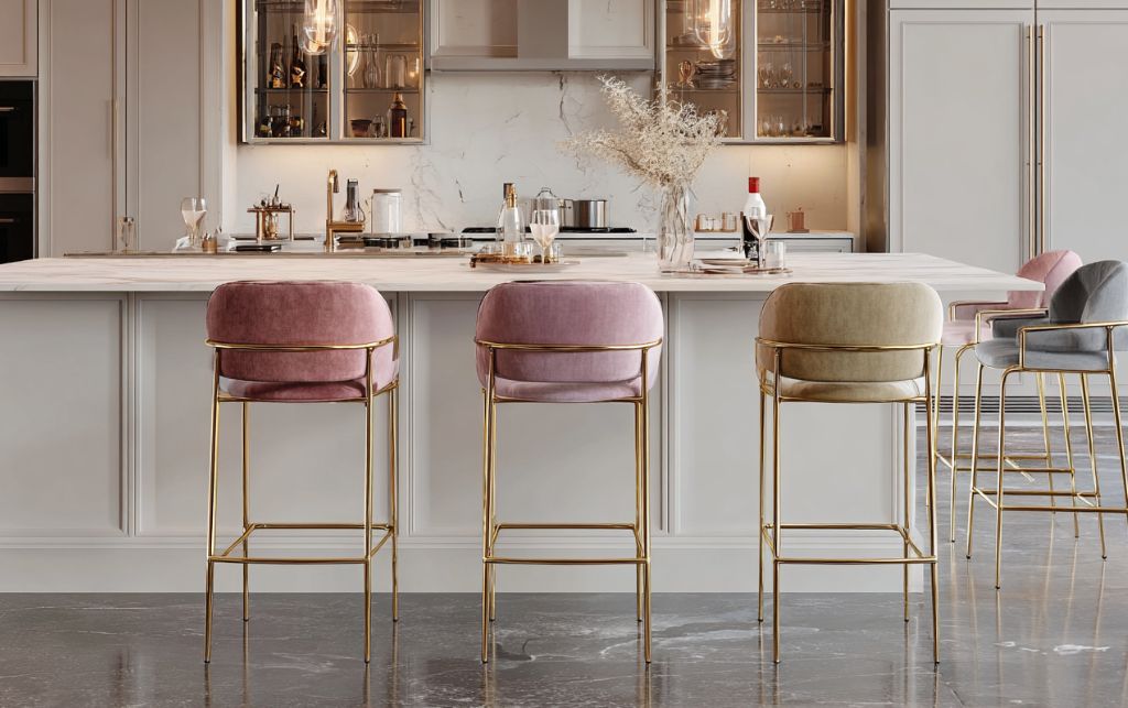 Traditional bar stool transformation into modern multifunctional luxury seating