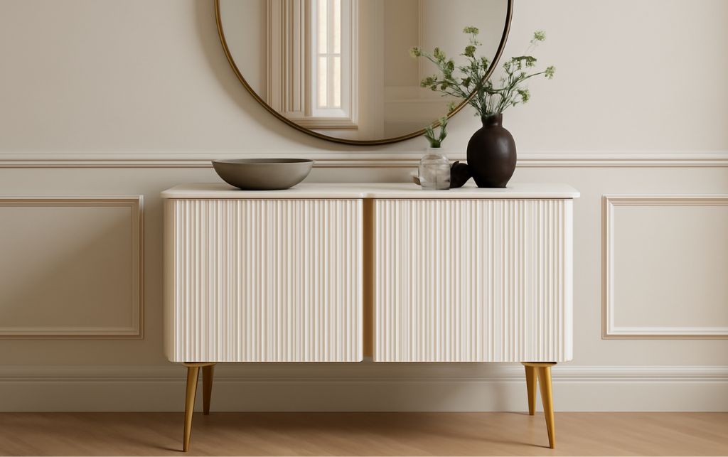 Small luxury sideboard in contemporary modern interior setting
