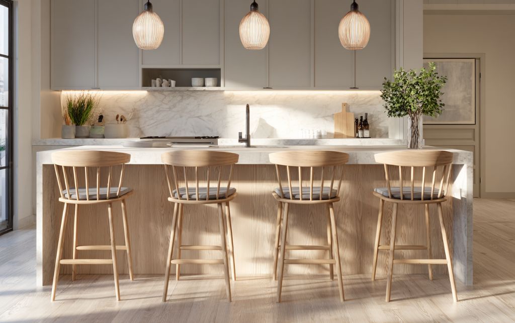 Collection of Scandinavian-inspired breakfast bar stools demonstrating quiet excellence in minimalist luxury design