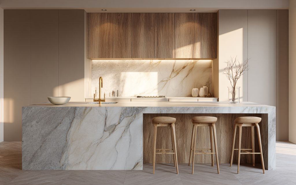 Luxury wooden bar stools displayed in FCI London showroom demonstrating quality construction and premium materials for discerning homeowners