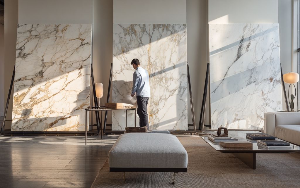 white marble furniture slabs