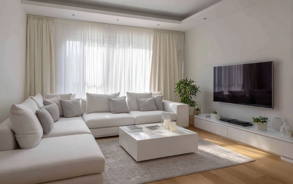 Stylish White Corner TV Unit