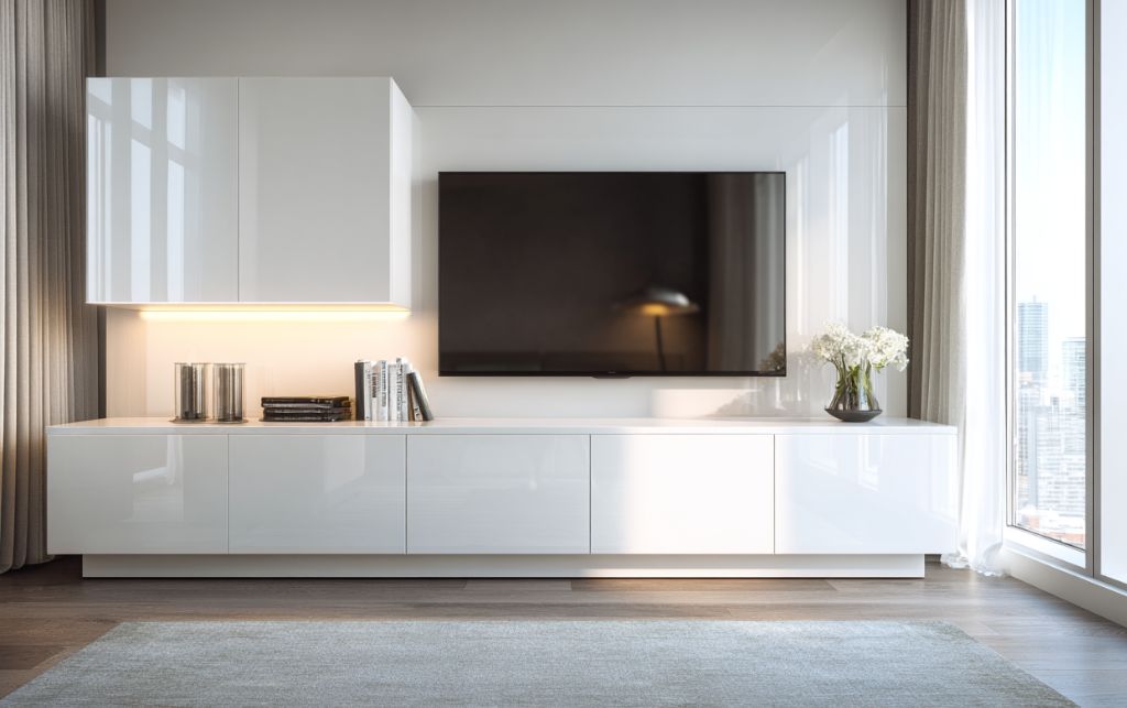 Glossy White Corner TV Unit