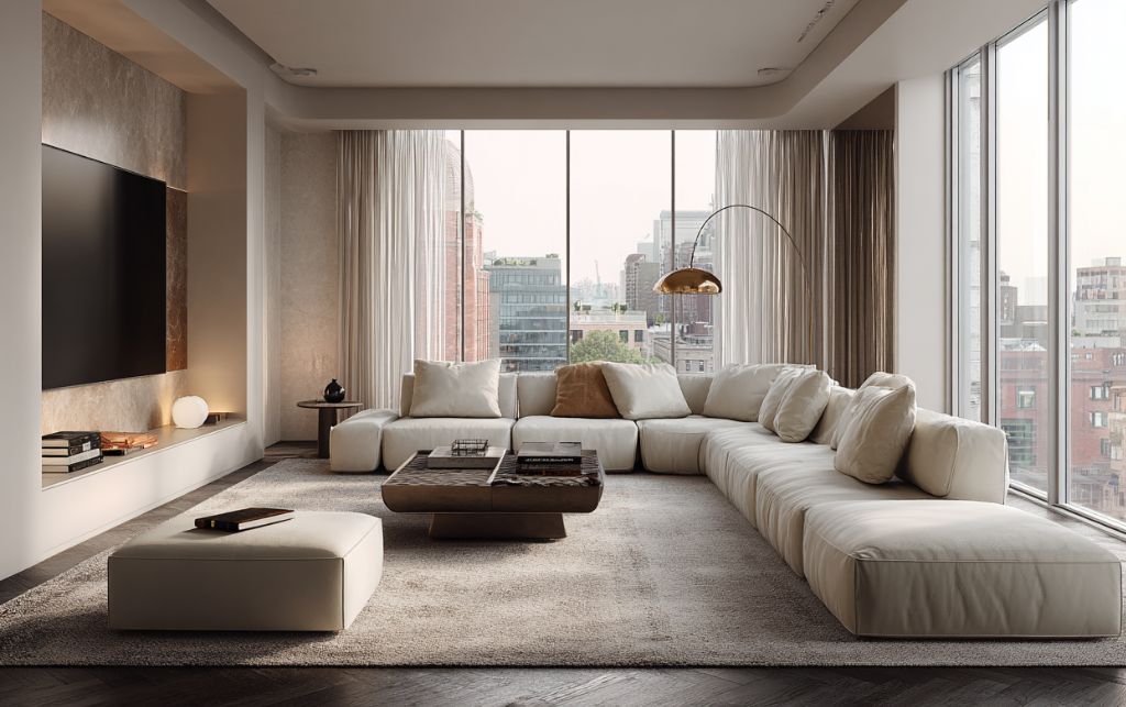 Modern White Corner Tv Unit