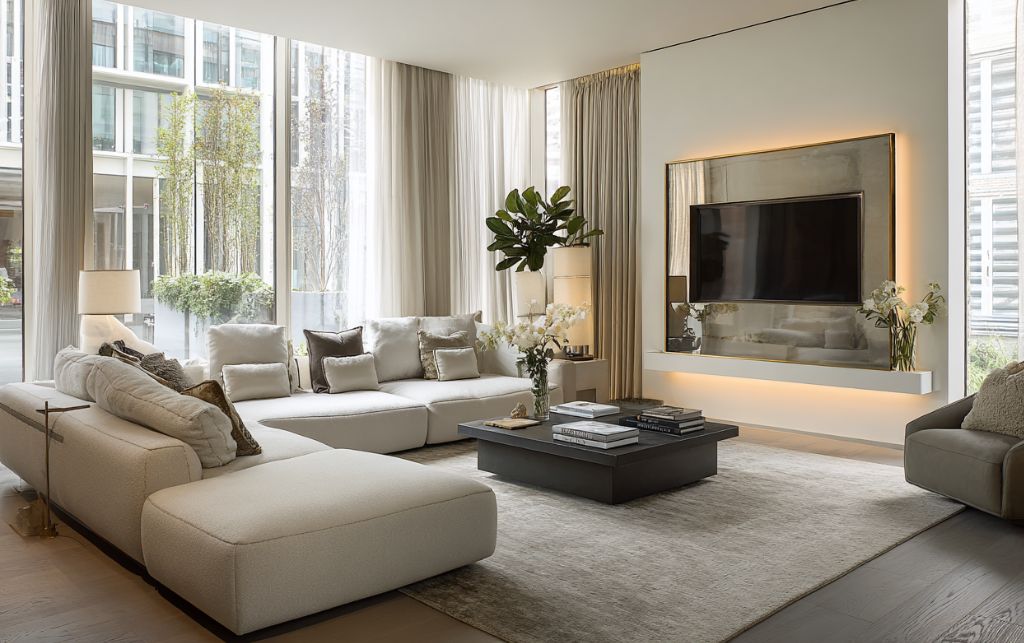 Elegant White Corner TV Unit