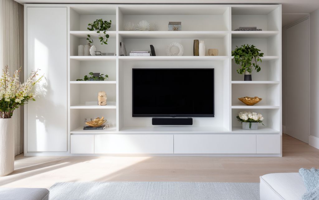 Examples of common white TV unit placement mistakes