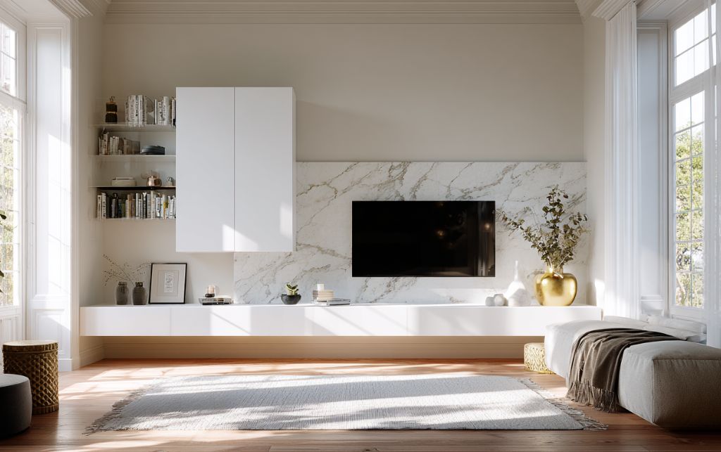 Quality materials used in white TV unit construction