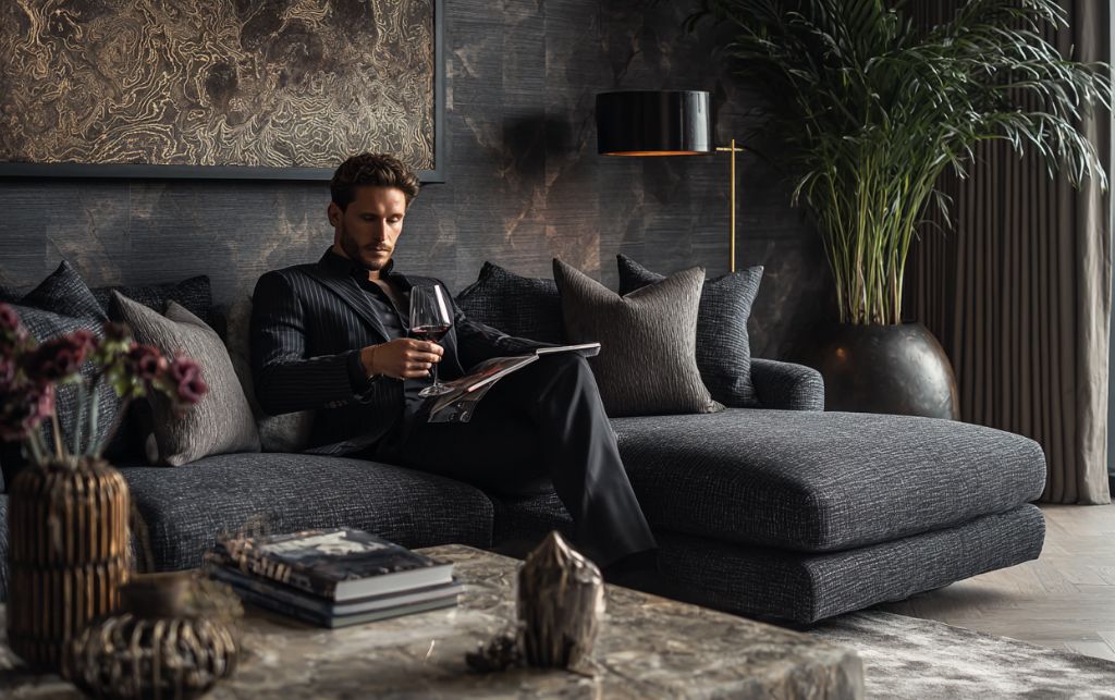 Contemporary fabric sofa showcasing texture and comfort