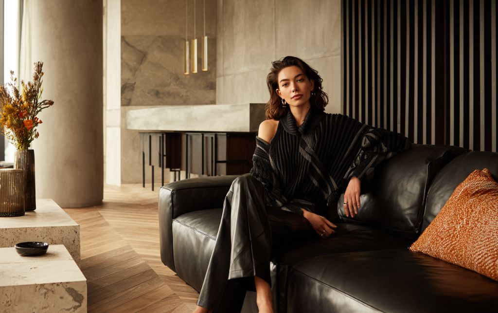 Timeless leather sofa showcasing sophisticated design