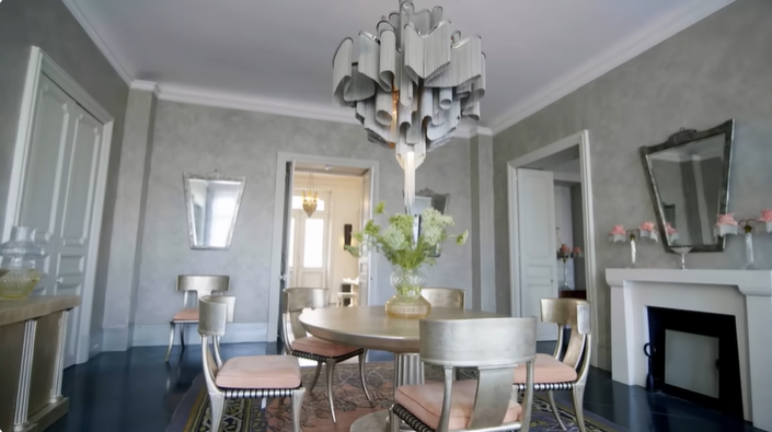 Interior view of Karl Lagerfeld's Paris villa dining room