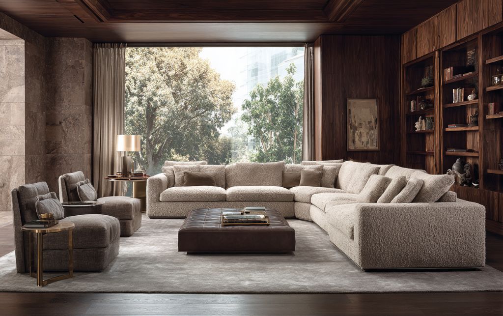 Elegant completed interior with bespoke hand tufted rug