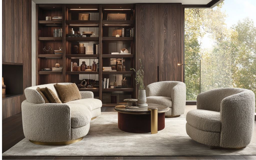 Completed luxury interior with hand knotted rug delivered on schedule